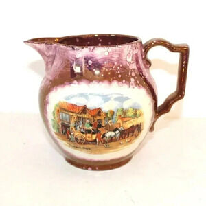 Vintage GRAY'S POTTERY (England) Copper Pink Lusterware DICKEN'S DAYS Pitcher